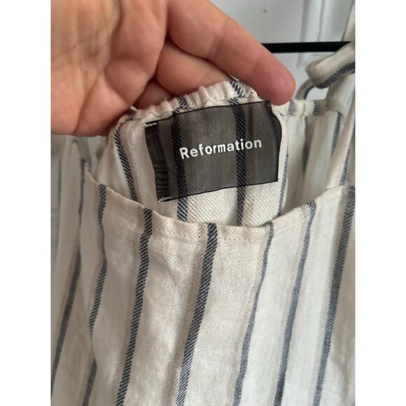 Reformation Elliott Lagenlook 100% linen striped summer dress size small - Picture 4 of 6